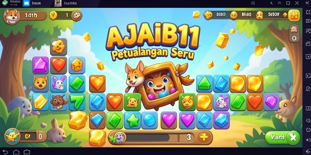 Gameplay AJAIB11 yang seru dan penuh warna di level Match-3.