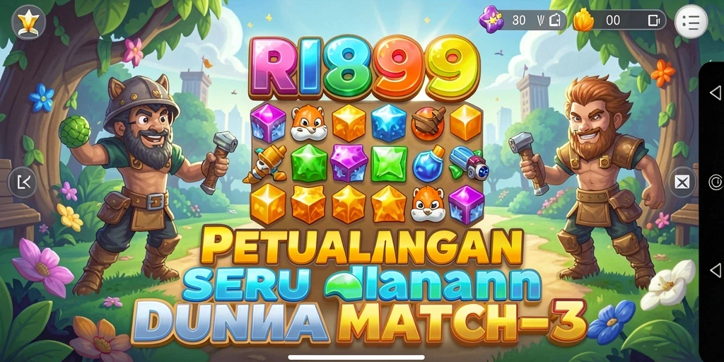 Tangkapan layar gameplay RI889 yang menampilkan keseruan permainan Match-3.