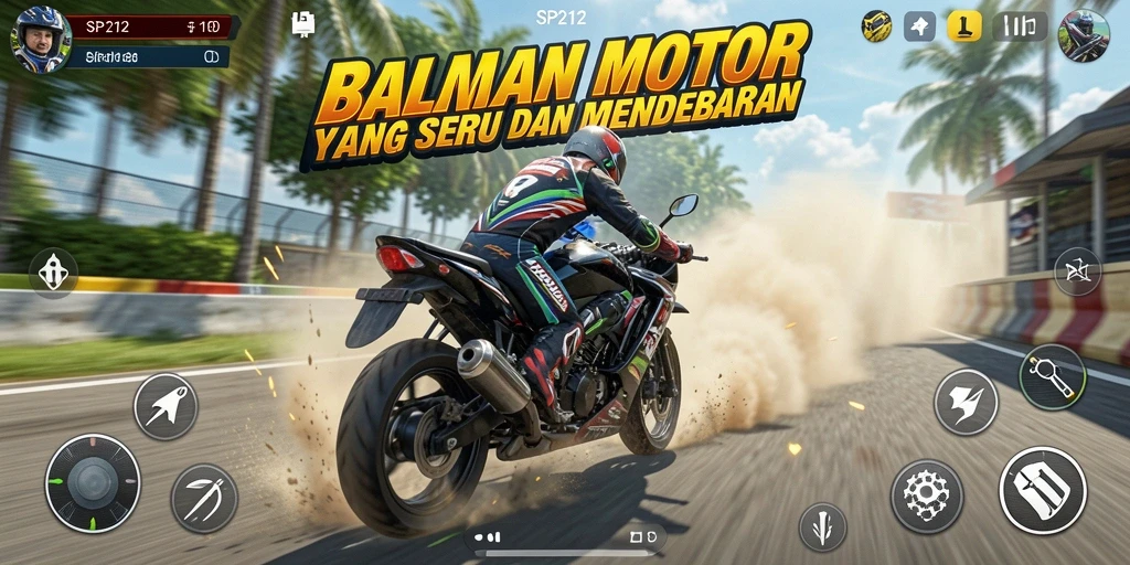 Tampilan gameplay SP212 yang menegangkan dan mendebarkan di lintasan balap.