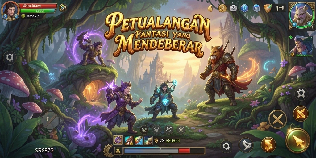 Screenshot dari SR877 menampilkan pertarungan yang mendebarkan di dunia RPG.