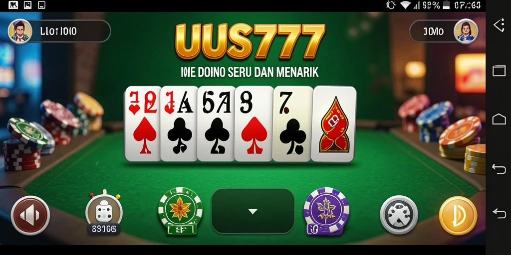 Screenshot UUS777 menampilkan gameplay seru permainan Domino.