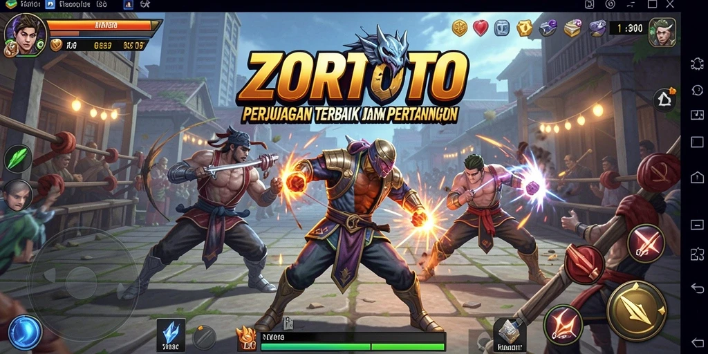 Tampilan gameplay Fighting yang penuh aksi dalam ZORTOTO.